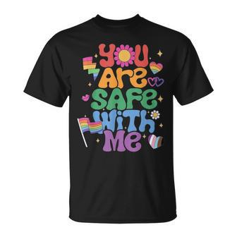 You Are Safe With Me Gay Pride Ally Rainbow T-Shirt - Monsterry AU