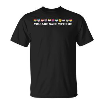 You Are Safe With Me Lgbt Support Rainbow Lgbtq Flags Ally T-Shirt - Monsterry