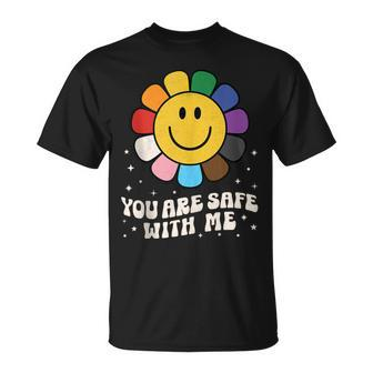 You Are Safe With Me Lgbtq Pride Ally You’Re Safe Smile Face T-Shirt - Monsterry AU