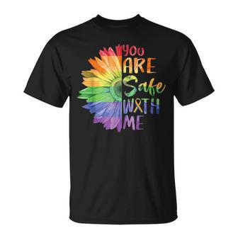You Are Safe With Me Lgbtq Sunflower Pride Month T-Shirt - Monsterry