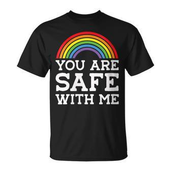 You Are Safe With Me Straight Ally Lgbtqia Rainbow Pride T-Shirt - Monsterry UK