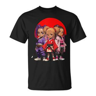 Samurai Girls Anime Afro Japanese Retro Style Natural Hair T-Shirt - Thegiftio UK