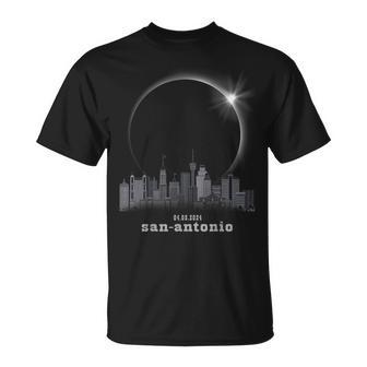 San Antonio Tx Skyline Silhouette Total Solar Eclipse 2024 T-Shirt - Monsterry CA
