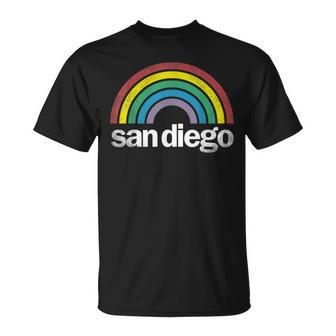San Diego Rainbow 70'S 80'S Style Retro Gay Pride California T-Shirt - Monsterry CA