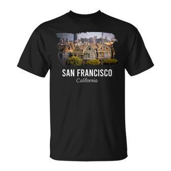 San Francisco California Skyline Painted Ladies Souvenir T-Shirt - Monsterry DE