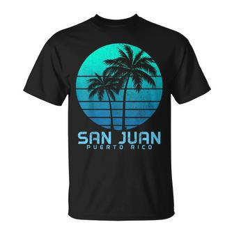 San Juan Puerto Rico Vintage Palm Trees Beach Souvenir Pride T-Shirt - Monsterry DE