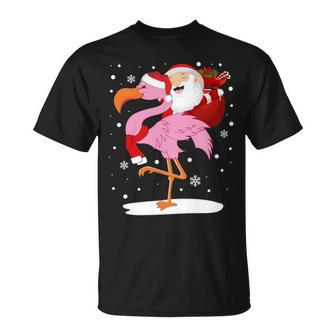 Santa Claus Riding Flamingo T-Shirt | Mazezy AU