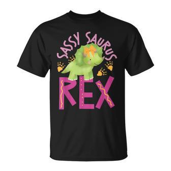 Sassy Saurus Cute Dinosaurs For Girls T-Shirt - Monsterry