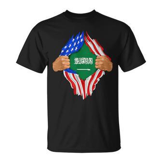 Saudi Arabian Blood Inside Me Saudi Arabia Flag T-Shirt - Monsterry DE