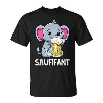 Saufifant Party Elefant Alkohol Bier Saufen Feiern T-Shirt - Seseable