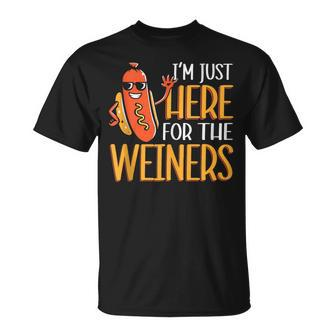 Sausage I'm Just Here For The Wieners Hot Dog T-Shirt - Monsterry