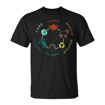 Save Bees Rescue Animals Recycle Plastic Vintage Earth Day T-Shirt - Monsterry UK
