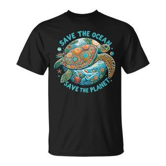 Save The Ocean Save The Planet Cute Sea Turtle T-Shirt | Mazezy