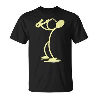 Sax Man Jazz Music Saxophone Player Cartoon Musician T-Shirt - Monsterry UK