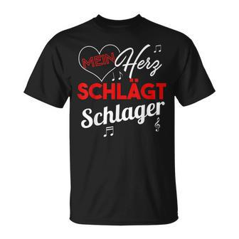 Schlagermusik-Fan T-Shirt: Mein Herz schlägt Schlager, Liebhaber-Shirt - Seseable