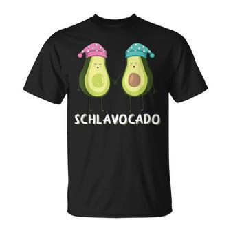 Schlavocado Avocado Couple Pyjamas Tired Sleep Slogan T-Shirt - Seseable