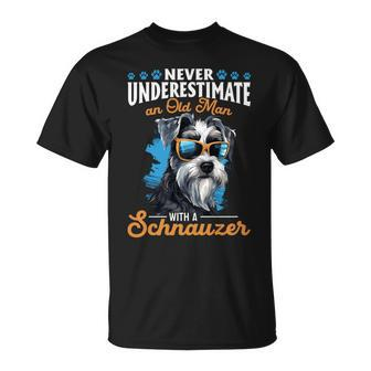 Schnauzer Dog Breed Pet Never Underestimate A Old Man T-Shirt | Mazezy