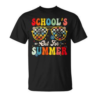 School's Out For Summer Groovy Sunglasses Last Day Of School T-Shirt - Seseable