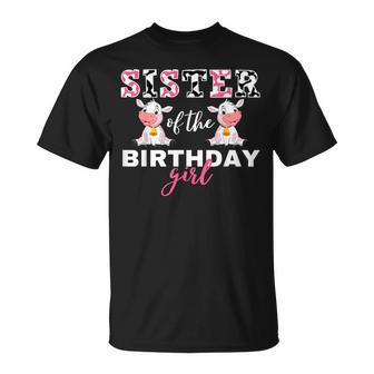 Schwester des Geburtstagsmädchens Kuh Bauernhof-Party T-Shirt - Seseable