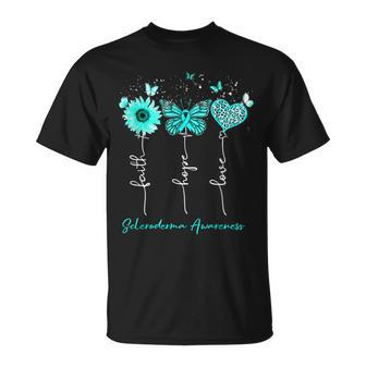 Scleroderma Awareness Faith Hope Love Leopard Sunflower T-Shirt - Monsterry DE