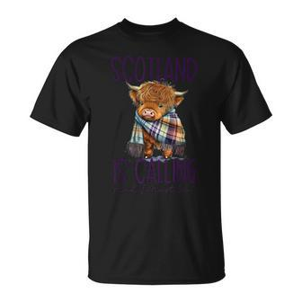Scotland Is Calling And I Must Go Highland Cow T-Shirt - Monsterry