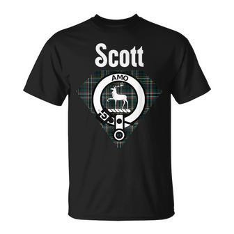 Scott Clan Scottish Name Coat Of Arms Tartan T-Shirt - Seseable
