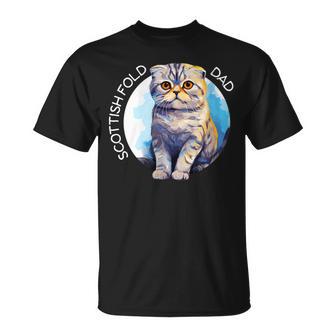 Scottish Fold Katzen Papa Cat Dad Daddy Haustier Freund Mit-Ausschnitt T-Shirt - Geschenkecke