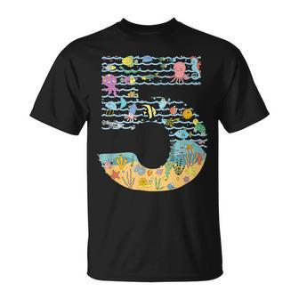 Under The Sea Fish Starfish Fifth Birthday Number 5 T-Shirt - Monsterry DE