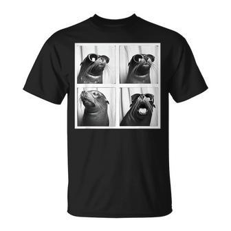 Seal With Sunglasses Cool Sea Lion Ocean Animal Photobooth T-Shirt - Monsterry UK