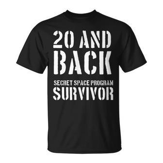 Secret Space Program Military Font 20 And Back Survivor T-Shirt - Monsterry UK