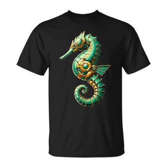 Seepferdchen Hippocampus Roboter In Grünem Gewand T-Shirt - Geschenkecke