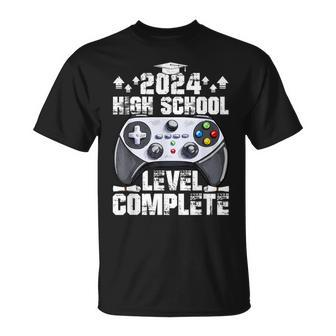 Senior Gamer 2024 High School Level Complete 2024 Grad T-Shirt - Monsterry