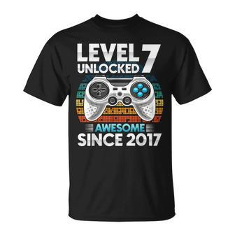 Seven 7Yr Bday Son Boy Gamer 7Th 7 Years Old Birthday T-Shirt | Mazezy