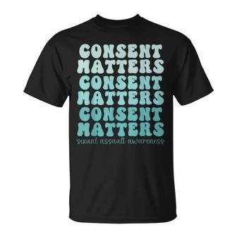 Sexual Assault Awareness Month Consent Matters Teal Ribbon T-Shirt - Seseable