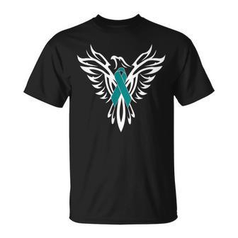 Sexual Assault Awareness Teal Ribbon Phoenix T-Shirt - Monsterry