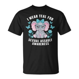 Sexual Assault Awareness I Wear Teal Cute Elephant 2024 T-Shirt | Mazezy
