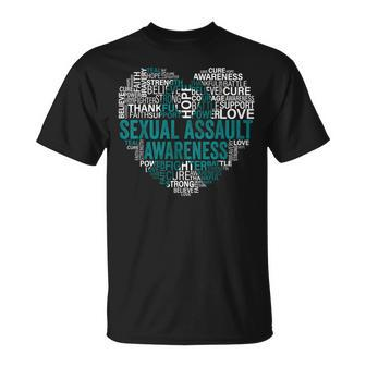 Sexual Assault Teal Ribbon Awareness Support T-Shirt - Monsterry