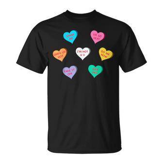 Sexy Conversation Candy Hearts Valentines Day T T-Shirt - Monsterry