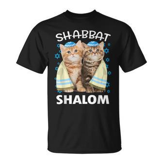 Shabbat Shalom Chats Mignons Avec Kippa Cadeau Juif Amusant T-Shirt - Cadeauxyz