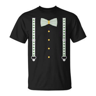 Shamrock Bow Tie & Suspenders St Patrick's Day Costume T-Shirt - Monsterry AU