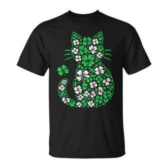 Shamrock Irish Cat Graphic Saint Patrick Day For Cat Lovers T-Shirt - Seseable
