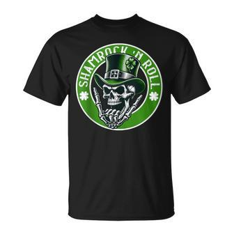 Shamrock N Roll Irish Music Skull St Patrick's Rocker T-Shirt - Monsterry AU