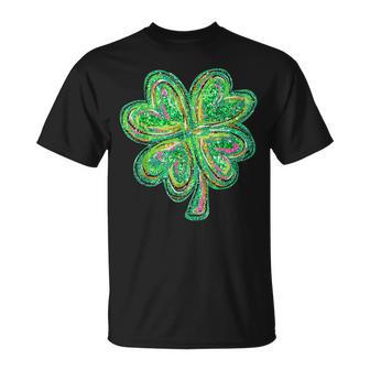 Shamrock Sequins Effect Clover Happy St Patrick's Day Womens T-Shirt | Mazezy DE