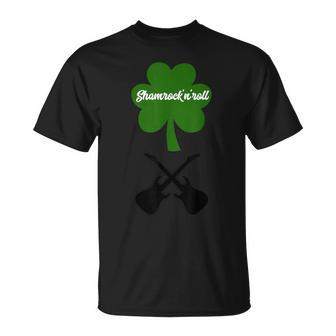 Shamrock'n'roll Crossed Guitars St Patrick's Day T-Shirt - Monsterry