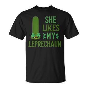 She Likes My Leprechaun St Patrick's Couple T-Shirt - Seseable