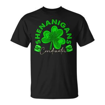 Shenanigans Coordinator St Patrick's Day Clovers Hamburgers T-Shirt | Mazezy CA