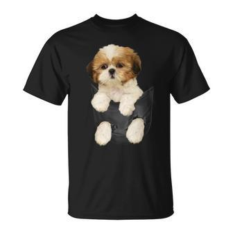 Shih Tzu Puppy In Pocket T-Shirt - Seseable