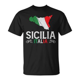 Sicilia Italia Sicilia Souvenir Silhouette Sicilia T-Shirt - Seseable