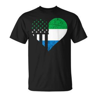Sierra Leone American Siera Leonean Heart Flag Pride T-Shirt - Monsterry CA