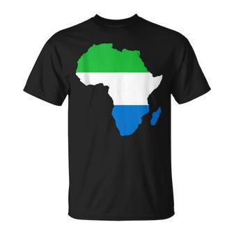 Sierra Leone Flag Africa Continent Silhouette Sierra Leoner T-Shirt - Monsterry